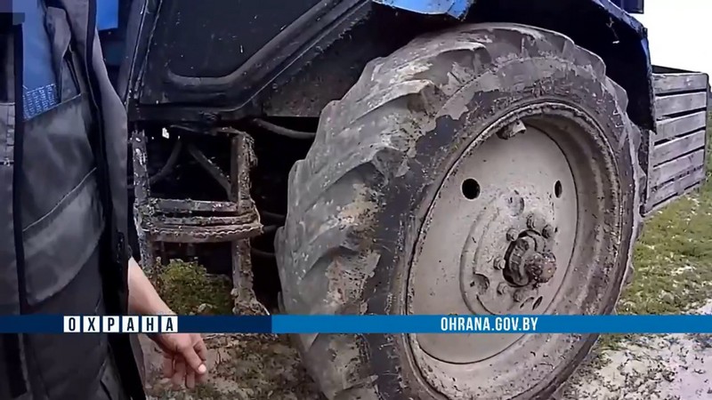 Задержанный в Брестском районе тракторист. Скриншот видео Департамента охраны МВД