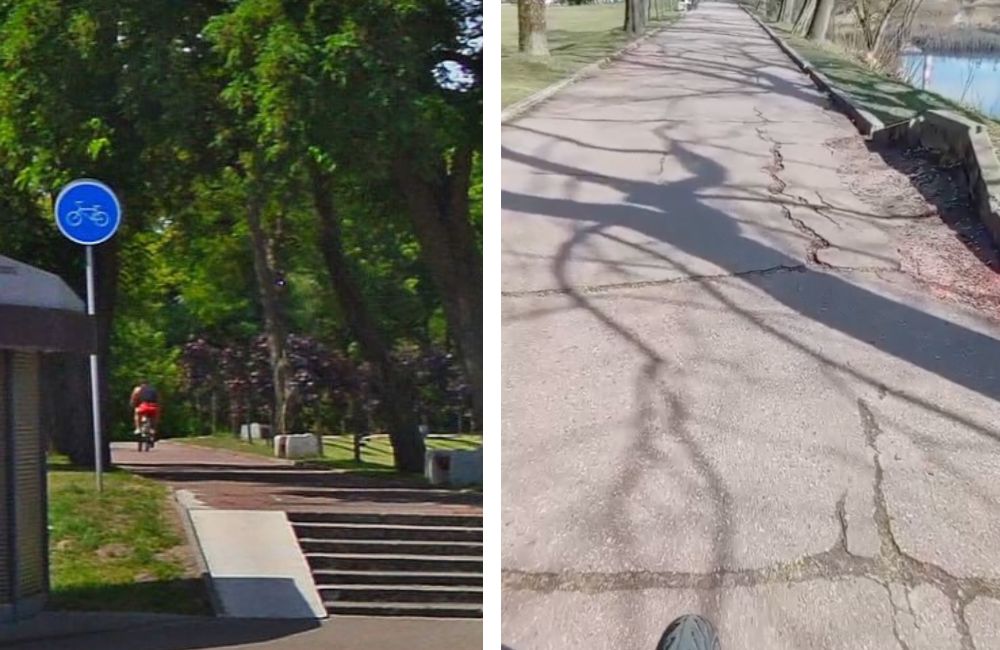 Боковая велодорожка вдоль реки Мухавец, ведущая к площади Церемониалов в Брестской крепости. Скриншот видео в Телеграм.