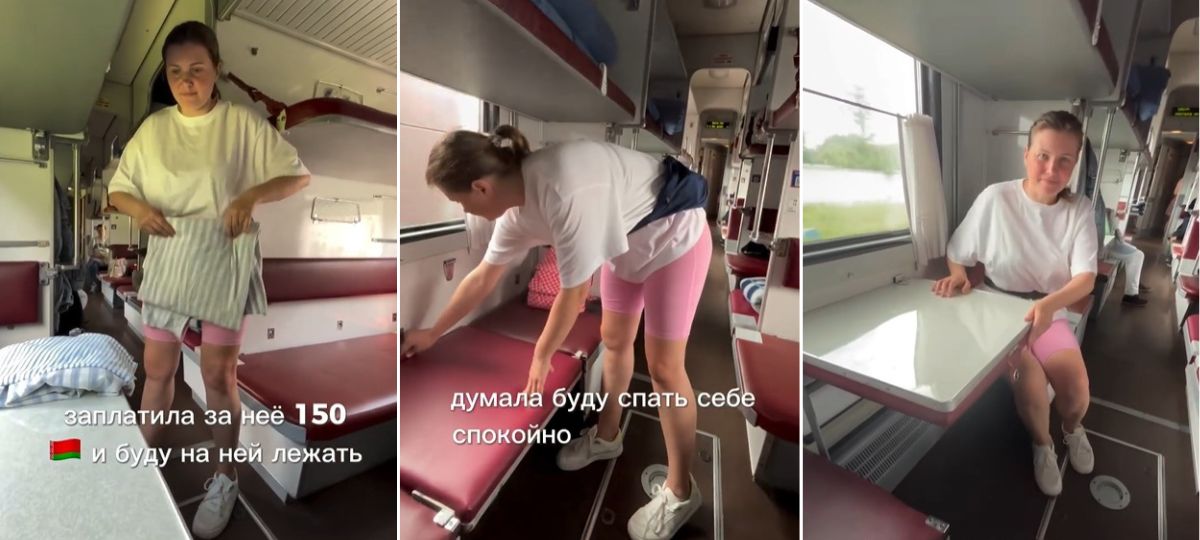 Брестская блогерка, которая не поделилась нижней полкой в плацкарте. Скриншот видео
